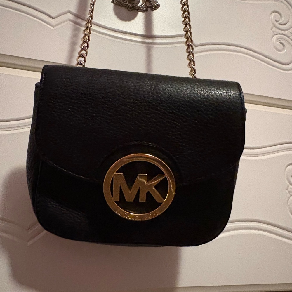 Michael Kors Black Mini Bag with Gold Logo
